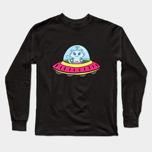 Cute Kawaii Ufo Kitty Long Sleeve T-Shirt